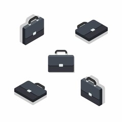 Briefcase Isometric & Flat Shadow icon vector.