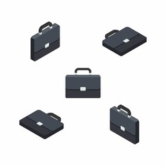 Briefcase Isometric & Flat White Background icon vector.