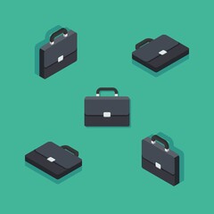 Briefcase Isometric & Flat icon vector.