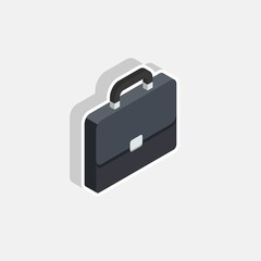 Briefcase right view White Stroke and Shadow icon vector isometric.