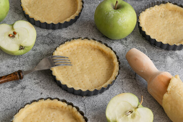 Short crust pastry for apple pies, cooking concept