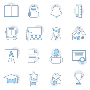 Thin line icons set of academic subjects and education. Outline symbol collection. Premium symbols isolated on a white background. Eps10