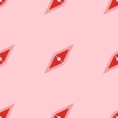Seamless pattern of large isolated red compass symbols. The elements are evenly spaced. Vector illustration on light red background