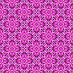 Geometric seamless pattern, ornament, abstract pink background, fashion print, vector texture for textile, fabric, wrapping paper, decoration.