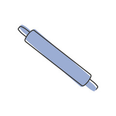 Dough rolling pin vector icon cartoon style on white isolated background.