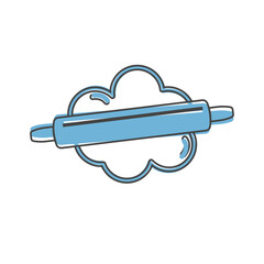 Dough rolling pin vector icon cartoon style on white isolated background.