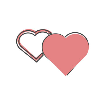 Vector icon heart vector icon cartoon style on white isolated background.