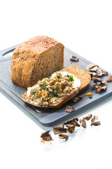 home cooked natural mushroom caviar from dried forest mushrooms