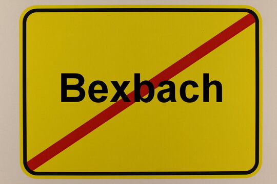 Grafische Darstellung des Ortsausgangsschildes der Stadt Bexbach