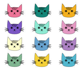 Cats, set of cute doodle. Sketch character handmade to Print T-shirts.