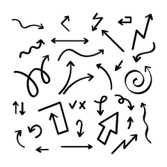 Hand drawn vector arrow collection, sketched style. Vector stock illustration.