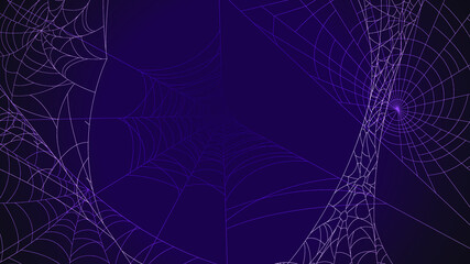 Spider Web On Dark Background Halloween Design Elements Spooky Scary Horror Decor Vector