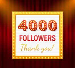 4000 followers, Thank You, social sites post. Thank you followers congratulation card. Vector stock illustration