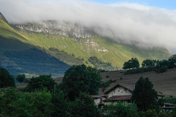 Fototapeta premium Sierra Salvada mountains with fog from Maroño