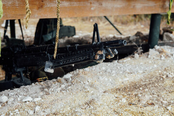 gun barrel in hiding for shooting in war