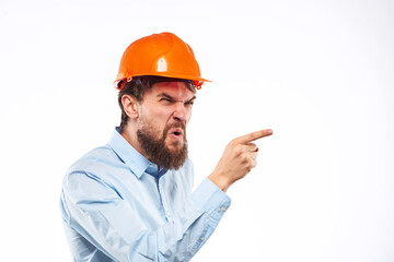 Business man in orange helmet shirt construction security professionals