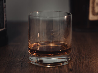 Warm shot of cognac with bottles