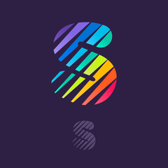 S letter logo with multicolor diagonal lines.