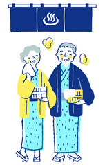 浴衣姿のシニアカップル