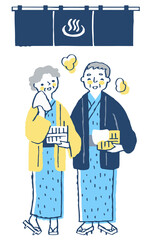 浴衣姿のシニアカップル