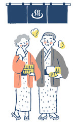 浴衣姿のシニアカップル