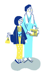 浴衣姿の若いカップル