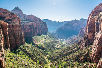 Fototapeta premium Zion park canyon and roads