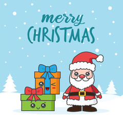 Christmas card on the snow