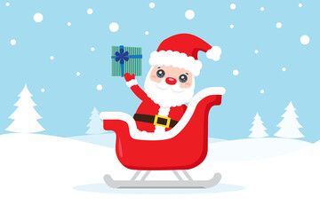 Christmas card with Santa Claus