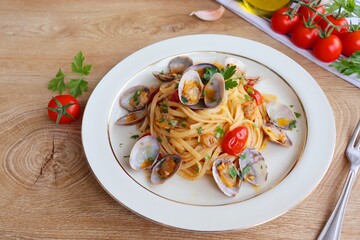 Selective focus on Italian Traditional Dish