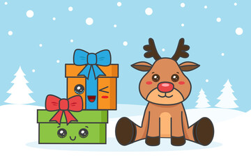 Naklejka premium Christmas card on the snow