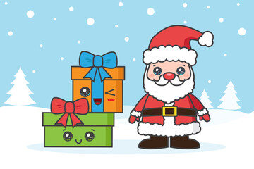 Christmas card on the snow