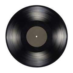 12-inch vinyl record with blank black label isolated.