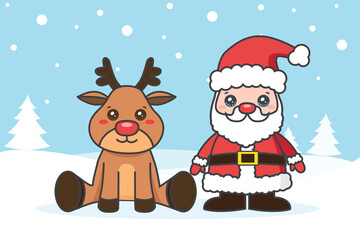 Christmas card on the snow