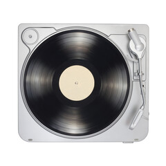 Fototapeta premium Turntable with long play or LP vinyl record isolated on white.