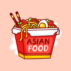 Wok noodle box logo. Vector