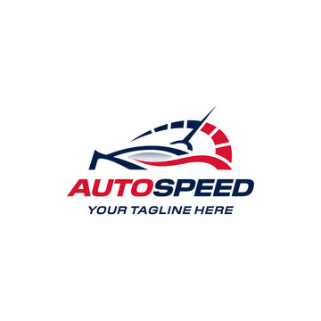 Auto speed logo. Fast car speedometer. Branding for automotive, sales, rent car, garage, race , auto repair, modification, workshop, car shop,  repair. Isolated logo vector inspiration. Graphic design
