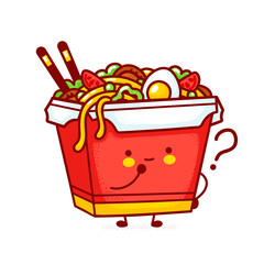 Cute funny happy wok noodle box 