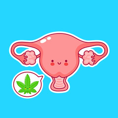 Cute happy funny uterus organ character