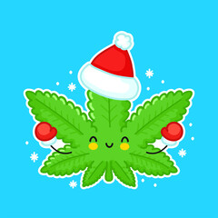Cute funny happy weed marijuana leaf