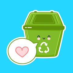 Cute happy funny thrash bin character 