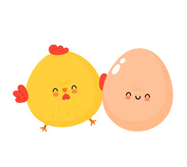 Cute egg and chicken. Isolated on white background