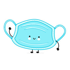 Cute happy medical face mask character