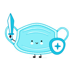 Cute happy medical face mask character