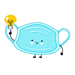 Cute happy medical face mask character