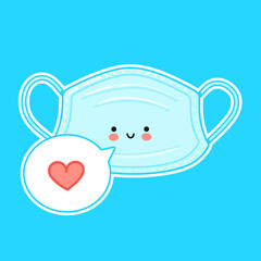 Cute happy medical face mask character