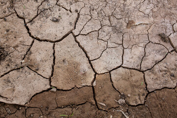 cracked earth view from above. Environmental problem of lack of fresh water and climate change. background, texture