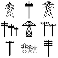 Power line icon, logo isolated on white background - obrazy, fototapety, plakaty