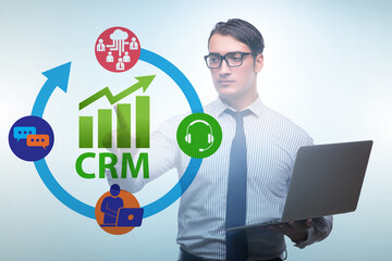 CRM custromer relationship management concept with businessman