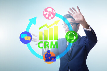 CRM custromer relationship management concept with businessman